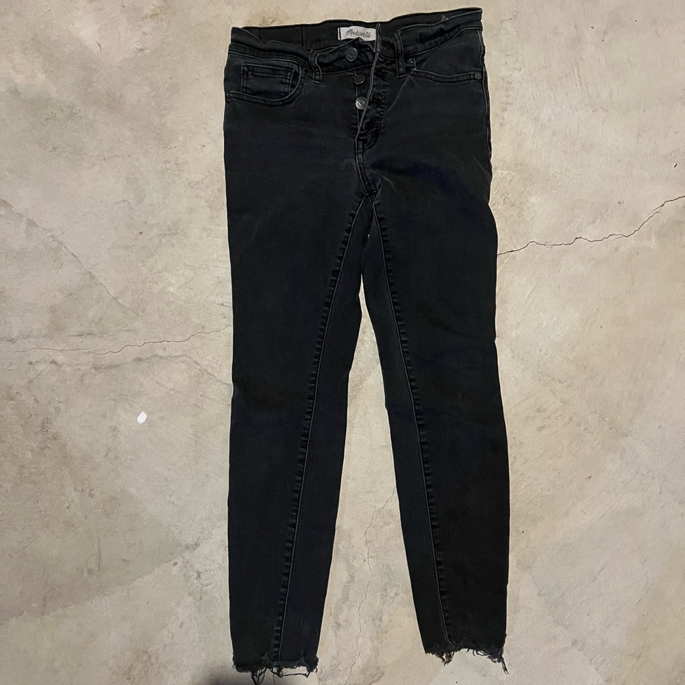 Madewell washed black raw hem jeans